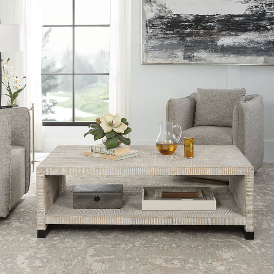 Uttermost Bosk White Washed Coffee Table | Coffee Tables | Modishstore