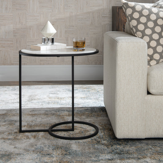 Uttermost Twofold White Marble Accent Table | Accent Tables | Modishstore
