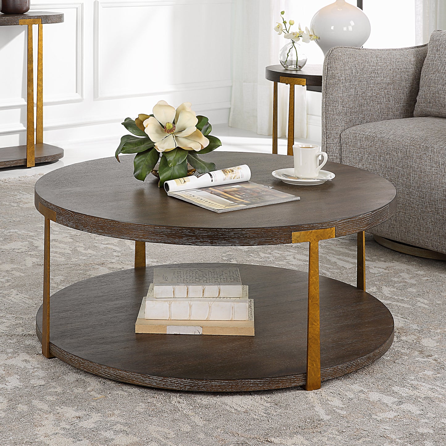 Uttermost Palisade Round Wood Coffee Table | Coffee Tables | Modishstore - 4
