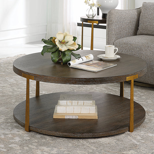 Uttermost Palisade Round Wood Coffee Table | Coffee Tables | Modishstore