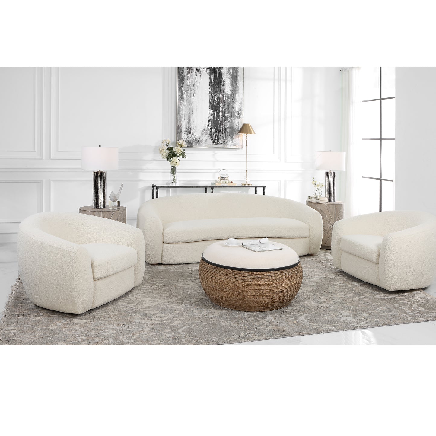 Uttermost Capra  Art Deco White Swivel Chair | Accent Chairs | Modishstore - 5