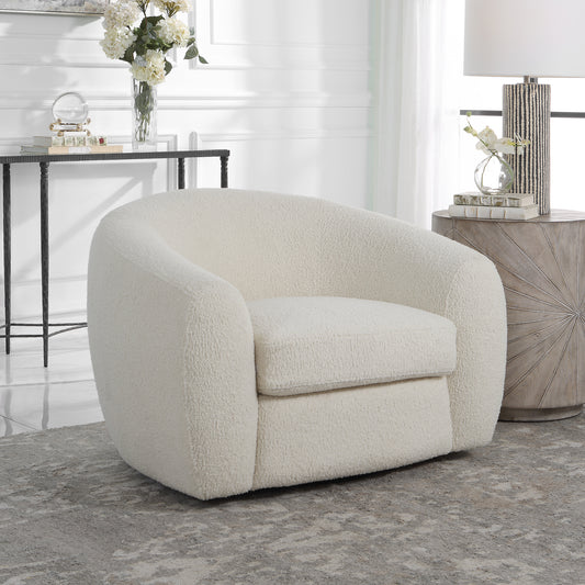 Uttermost Capra  Art Deco White Swivel Chair | Accent Chairs | Modishstore