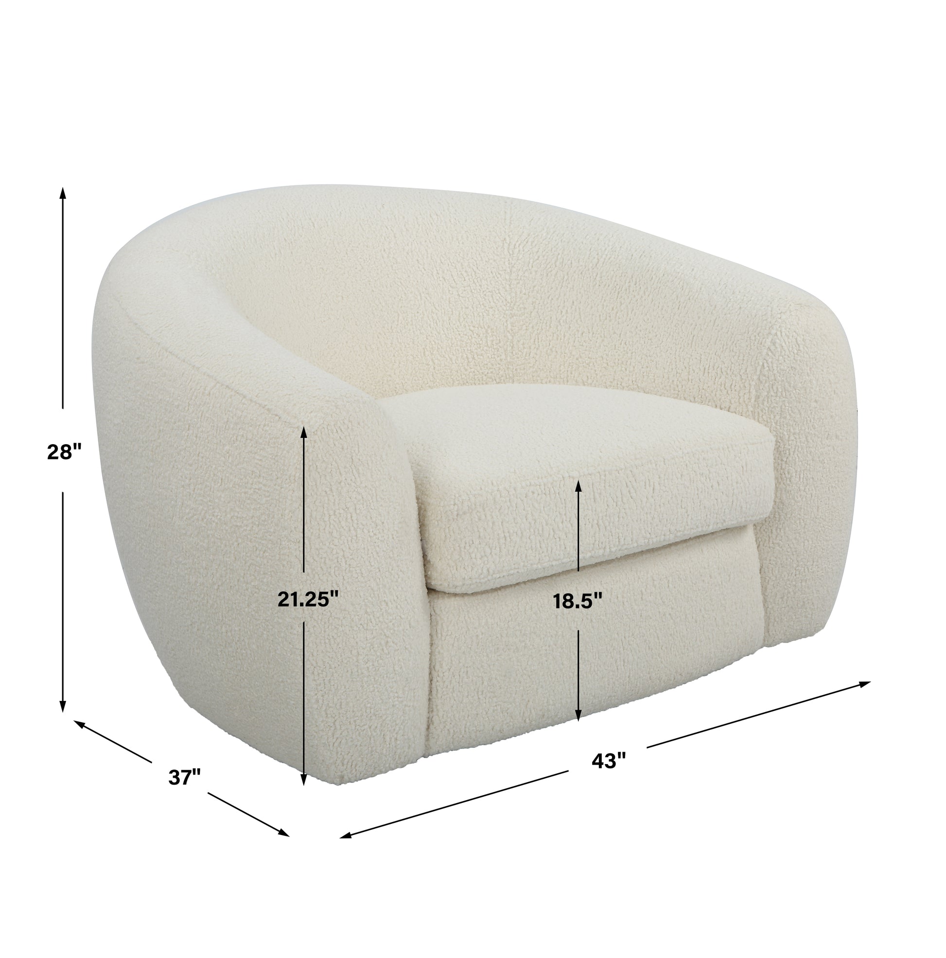 Uttermost Capra  Art Deco White Swivel Chair | Accent Chairs | Modishstore - 3