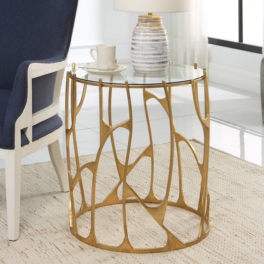 Uttermost Ritual Round Gold Side Table | Accent Tables | Modishstore