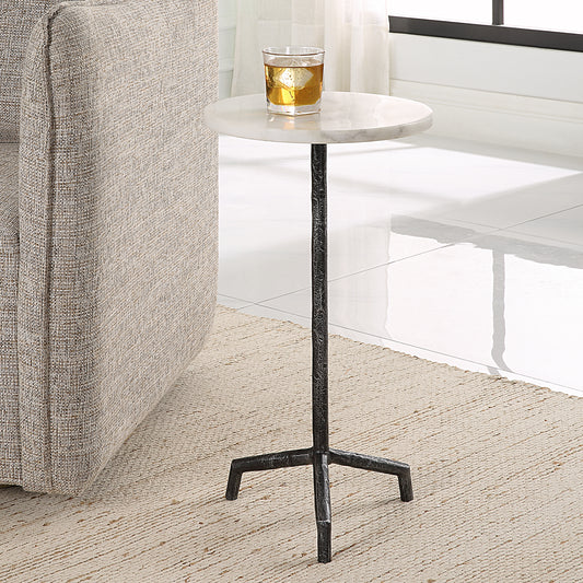 Uttermost Puritan White Marble Drink Table | End Tables | Modishstore