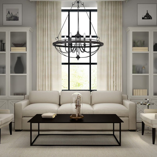 Cal Lighting FX-3518/6 60Wx6 Helena Iron 6 Light Chandelier | Modishstore | Chandeliers