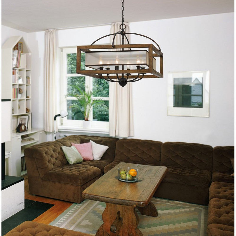 Cal Lighting FX-3536/6 60W X 6 Square Chandelier | Modishstore | Chandeliers