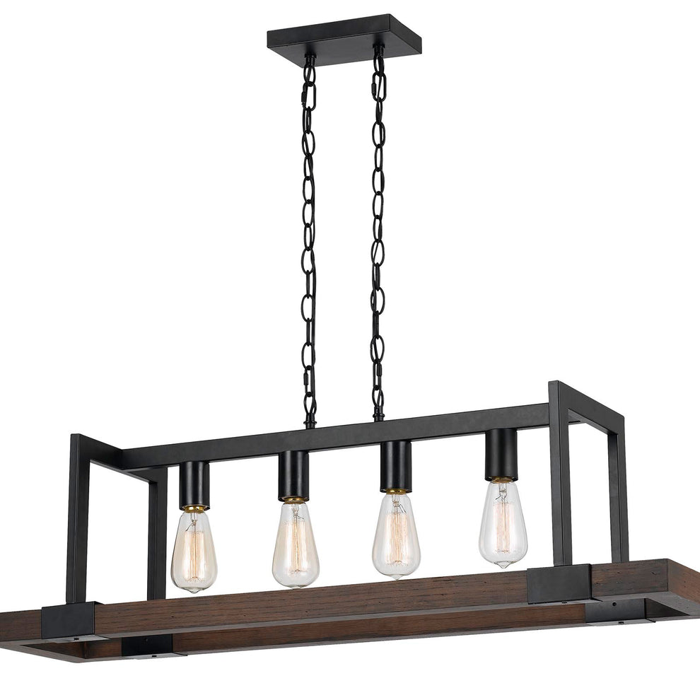 Cal Lighting FX-3586-4 60W X 4 Antonio Wood Chandelier-2