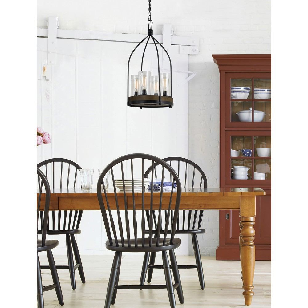 Cal Lighting FX-3614-4 60W X 4 Chardon Metal/Wood Fixture | Modishstore | Chandeliers