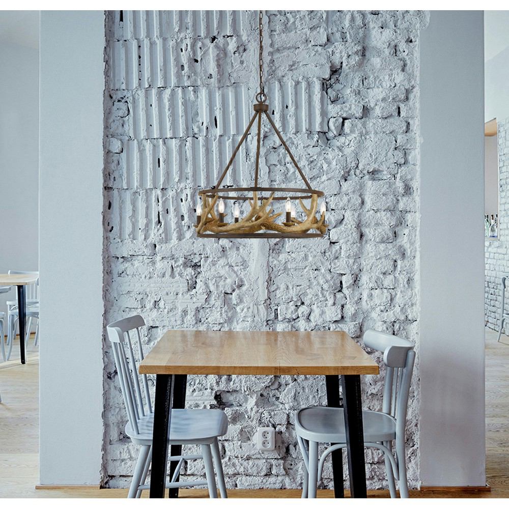 Cal Lighting FX-3618-6 60W X 6 Antler Chandelier | Modishstore | Chandeliers
