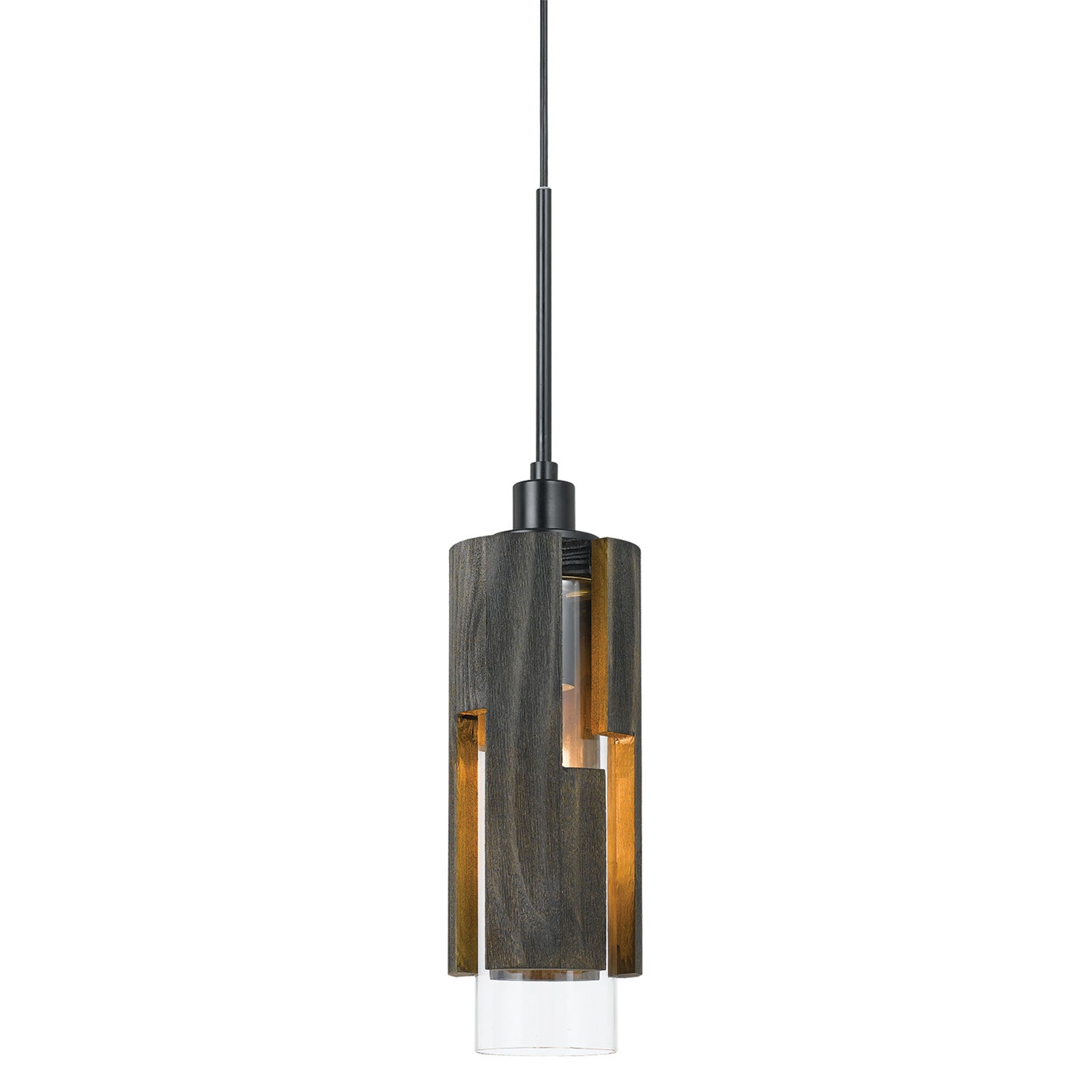 Cal Lighting FX-3641-1 60W Reggio Wood Pendant Glass Fixture-2
