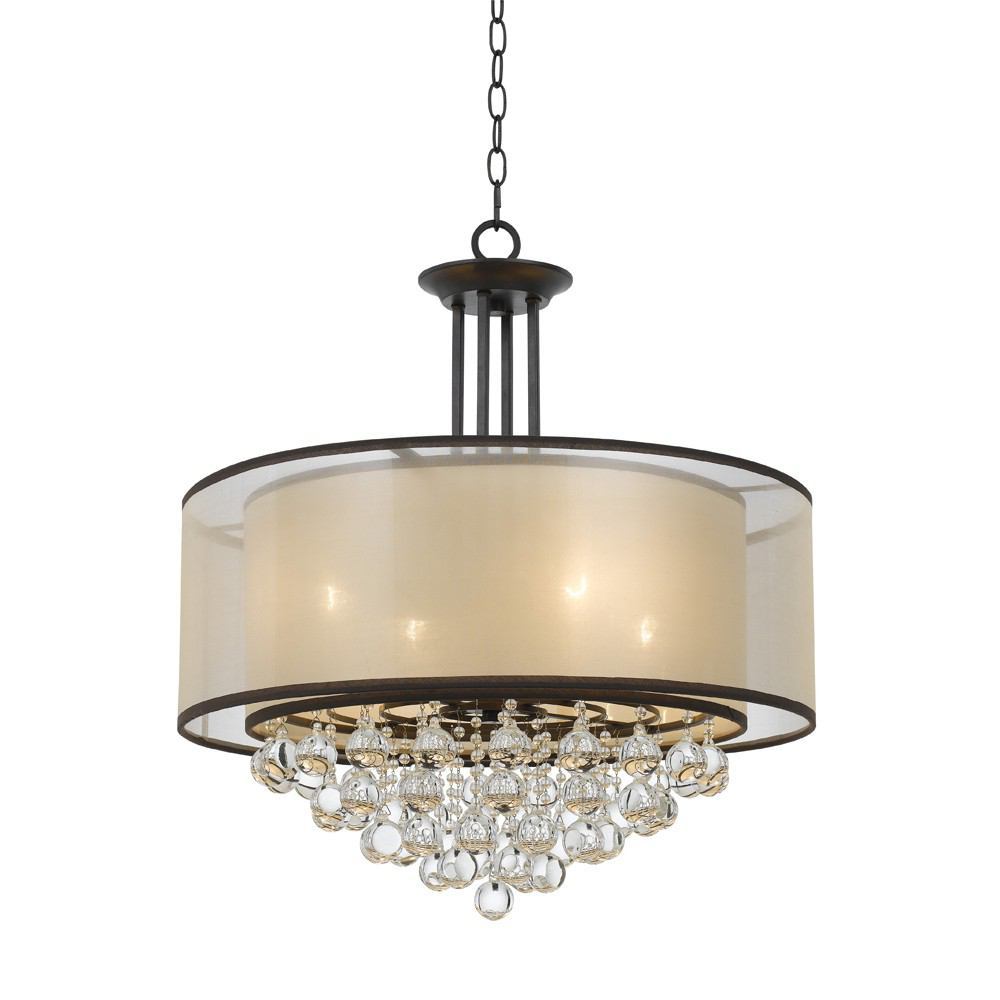 Cal Lighting FX-3644-4 Tiffin Double Shade Chandelier With Crystals | Modishstore | Chandeliers