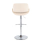 Fabrico Contemporary Adjustable Bar Stool in Chrome with Rounded T Footrest and Cream Faux Leather By LumiSource - Set of 2 | Bar Stools | Modishstore - 8