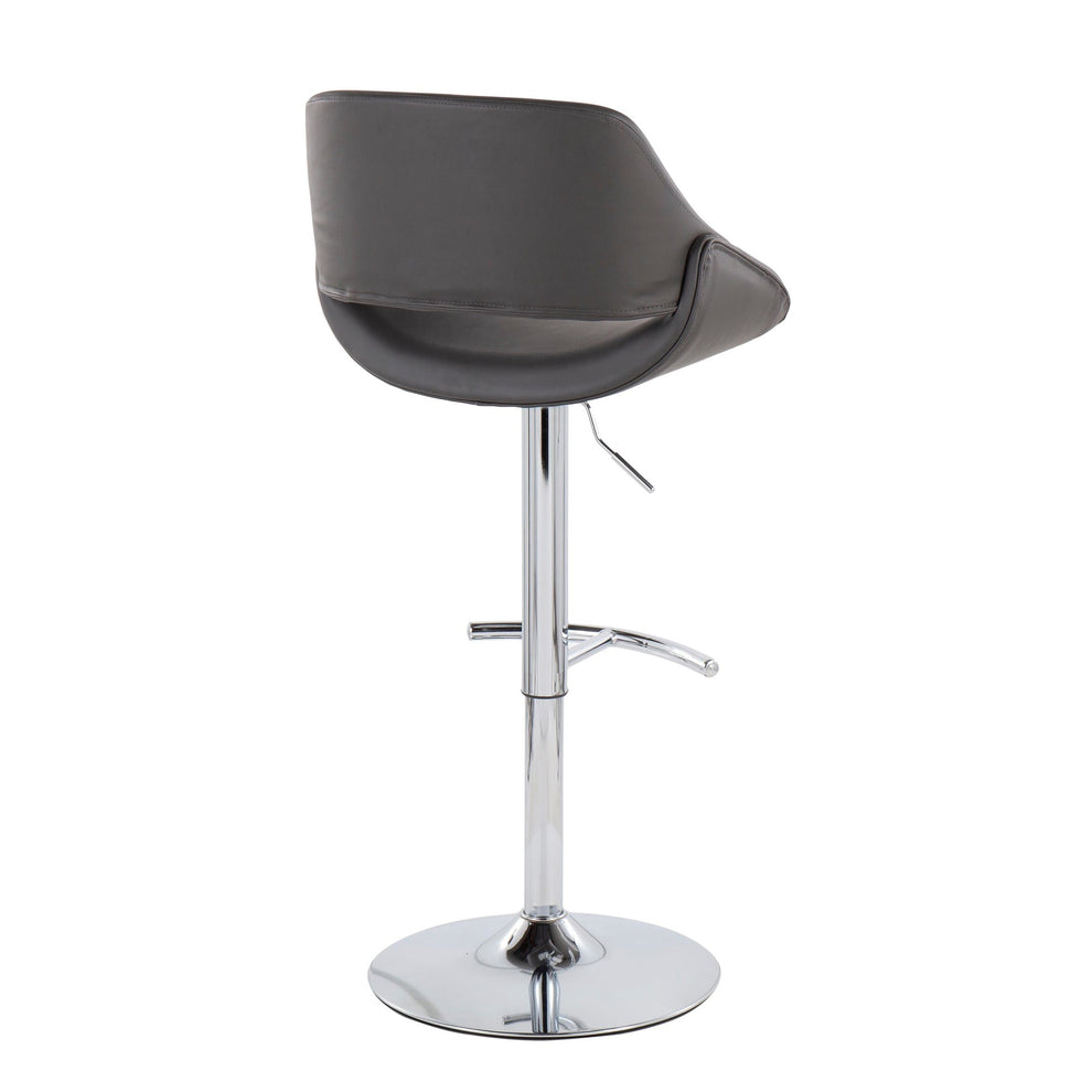 Fabrico Contemporary Adjustable Bar Stool in Chrome with Rounded T Footrest and Cream Faux Leather By LumiSource - Set of 2 | Bar Stools | Modishstore - 15