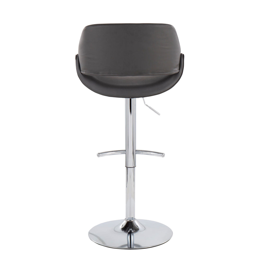 Fabrico Contemporary Adjustable Bar Stool in Chrome with Rounded T Footrest and Cream Faux Leather By LumiSource - Set of 2 | Bar Stools | Modishstore - 16