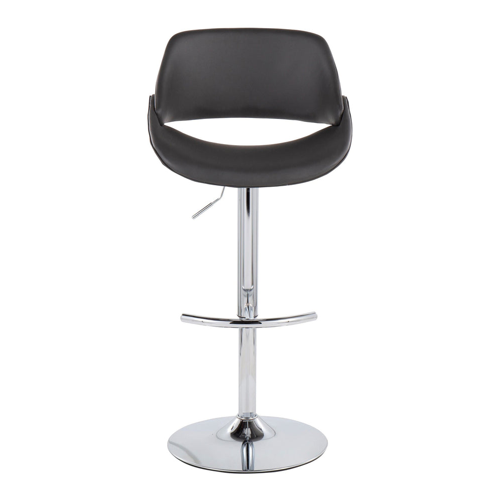 Fabrico Contemporary Adjustable Bar Stool in Chrome with Rounded T Footrest and Cream Faux Leather By LumiSource - Set of 2 | Bar Stools | Modishstore - 10