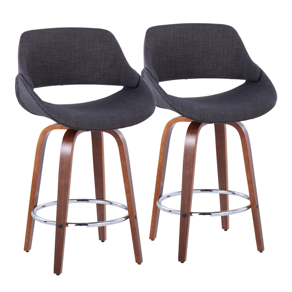 Fabrico 26" Fixed-Height Counter Stool - Set of 2 Gray Black By LumiSource | Counter Stools | Modishstore - 11
