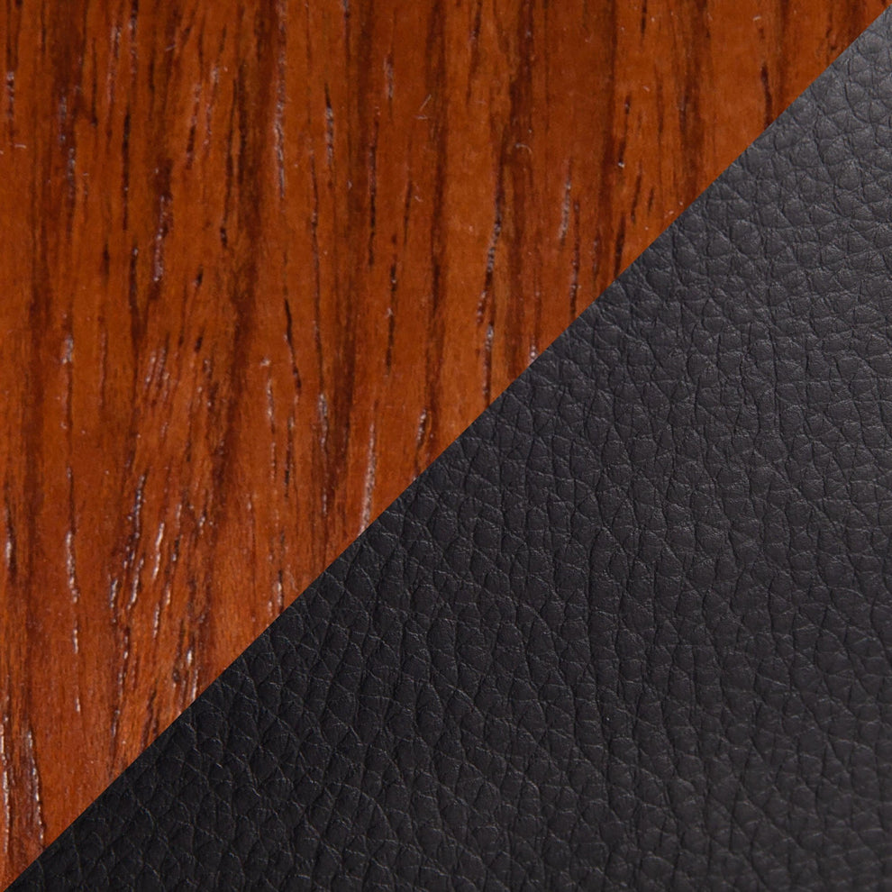 Fabrico Mid-Century Modern Fixed-Height Counter Stool in Walnut Wood with Round Chrome Footrest and Black Faux Leather By LumiSource - Set of 2 | Counter Stools | Modishstore - 3