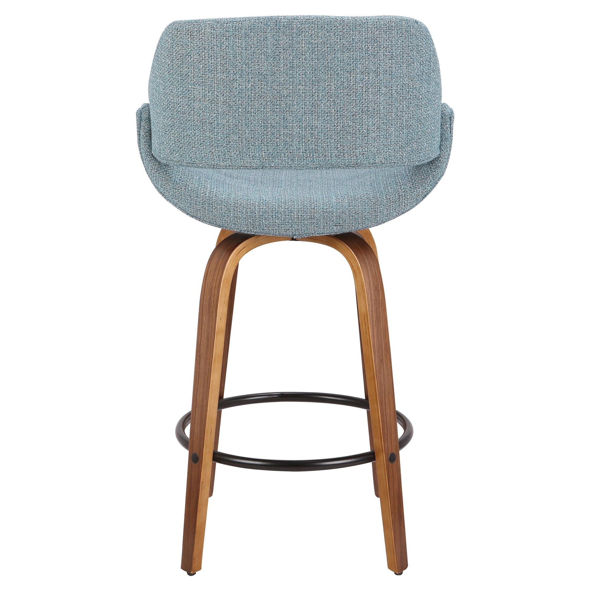 Fabrico Mid-Century Modern Counter Stool in Walnut and Blue Noise Fabric By LumiSource - Set of 2 | Counter Stools | Modishstore - 11