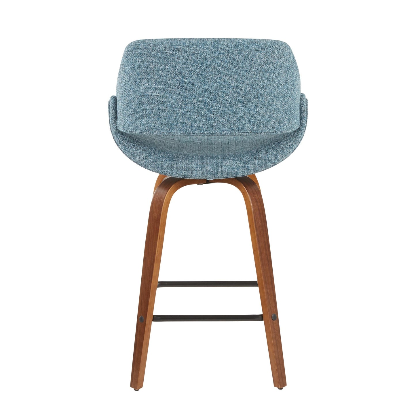 Fabrico Mid-Century Modern Counter Stool in Walnut and Blue Noise Fabric By LumiSource - Set of 2 | Counter Stools | Modishstore - 11