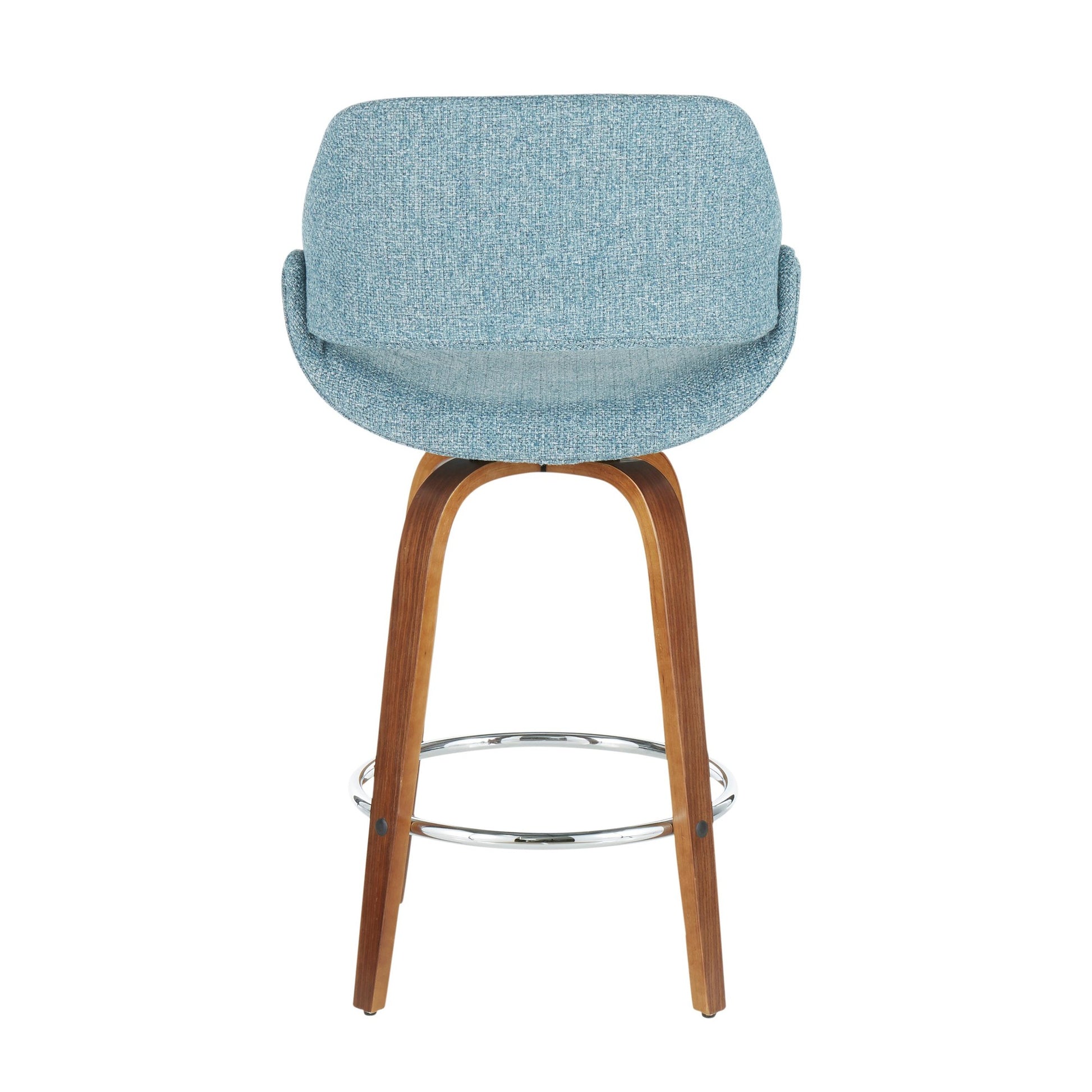 Fabrico Mid-Century Modern Counter Stool in Walnut and Blue Noise Fabric By LumiSource - Set of 2 | Counter Stools | Modishstore - 11