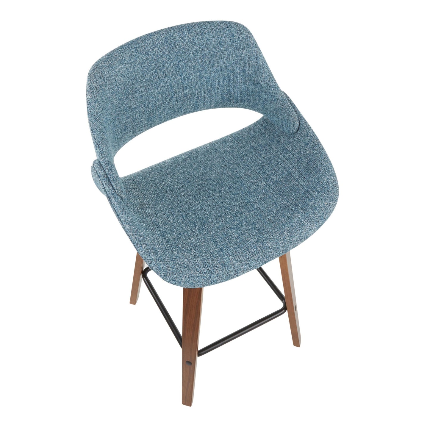 Fabrico Mid-Century Modern Counter Stool in Walnut and Blue Noise Fabric By LumiSource - Set of 2 | Counter Stools | Modishstore - 4