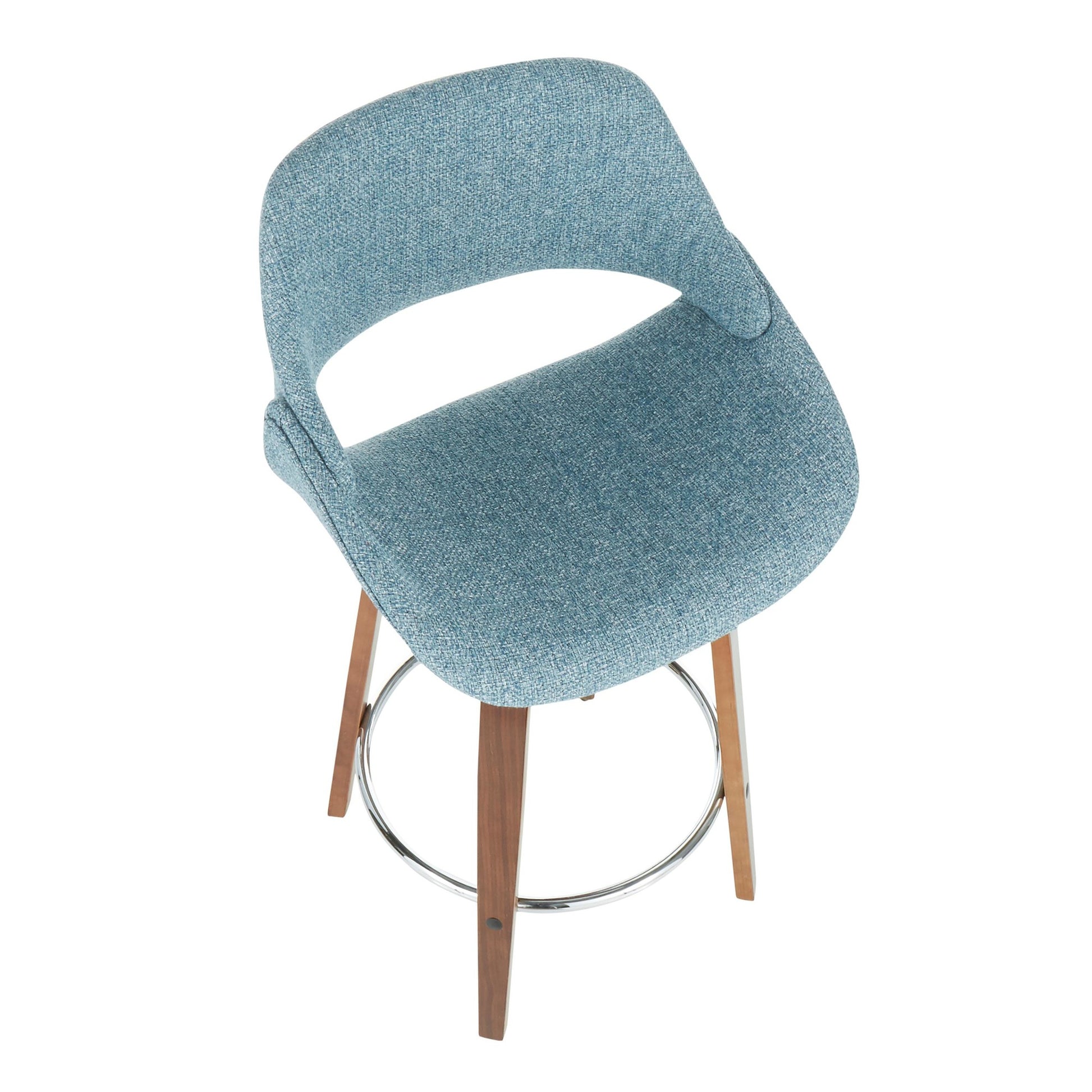 Fabrico Mid-Century Modern Counter Stool in Walnut and Blue Noise Fabric By LumiSource - Set of 2 | Counter Stools | Modishstore - 4