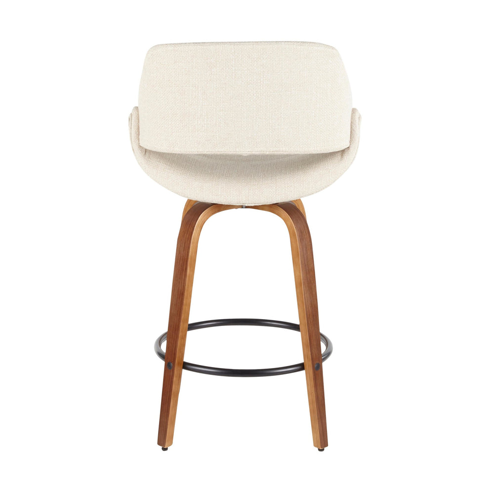 Fabrico Mid-Century Modern Counter Stool in Walnut and Blue Noise Fabric By LumiSource - Set of 2 | Counter Stools | Modishstore - 21