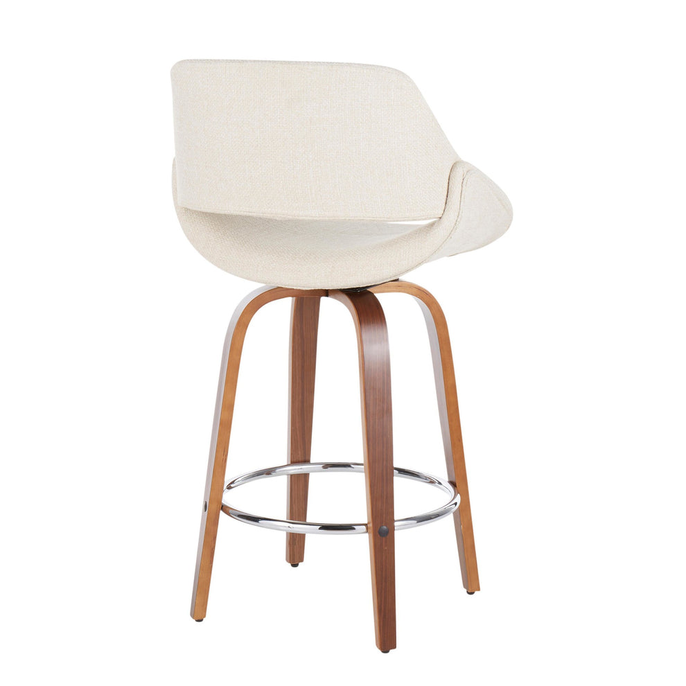 Fabrico Mid-Century Modern Counter Stool in Walnut and Blue Noise Fabric By LumiSource - Set of 2 | Counter Stools | Modishstore - 21