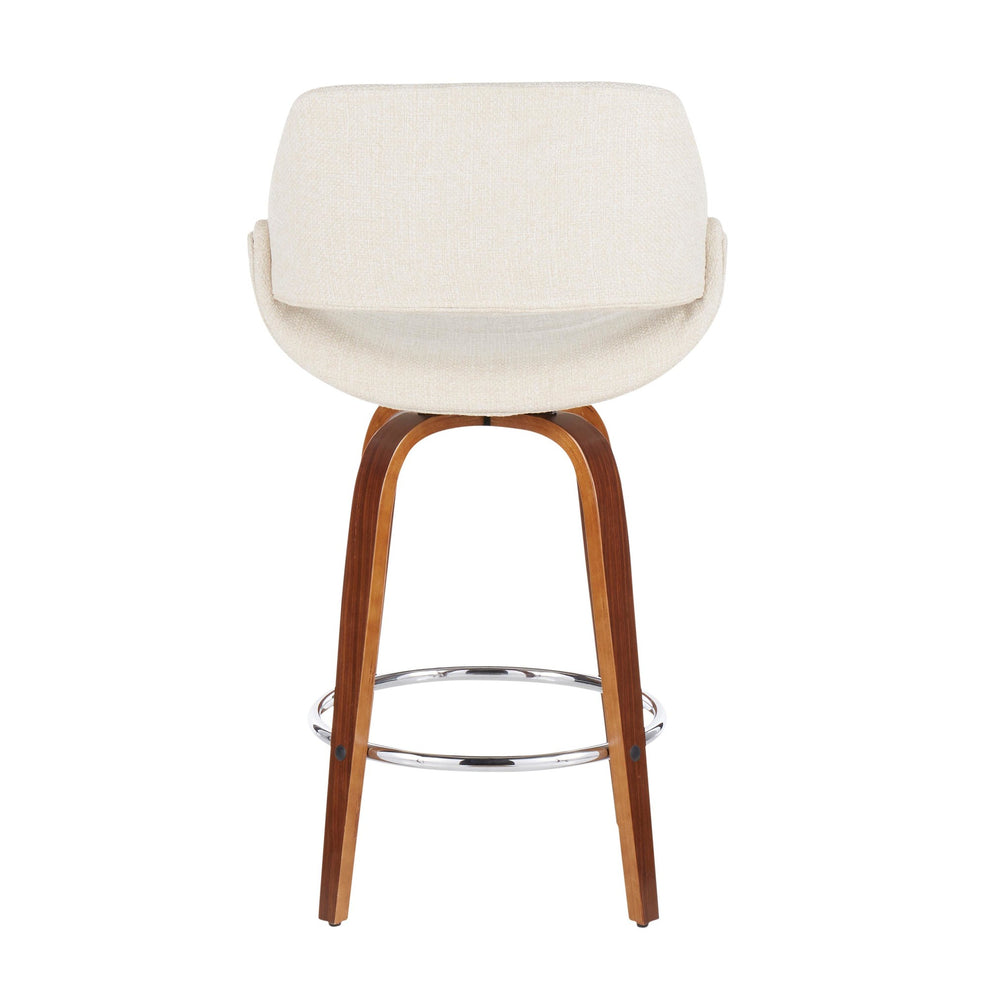 Fabrico Mid-Century Modern Counter Stool in Walnut and Blue Noise Fabric By LumiSource - Set of 2 | Counter Stools | Modishstore - 22