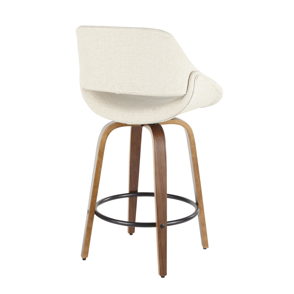 Fabrico Mid-Century Modern Counter Stool in Walnut and Blue Noise Fabric By LumiSource - Set of 2 | Counter Stools | Modishstore - 21
