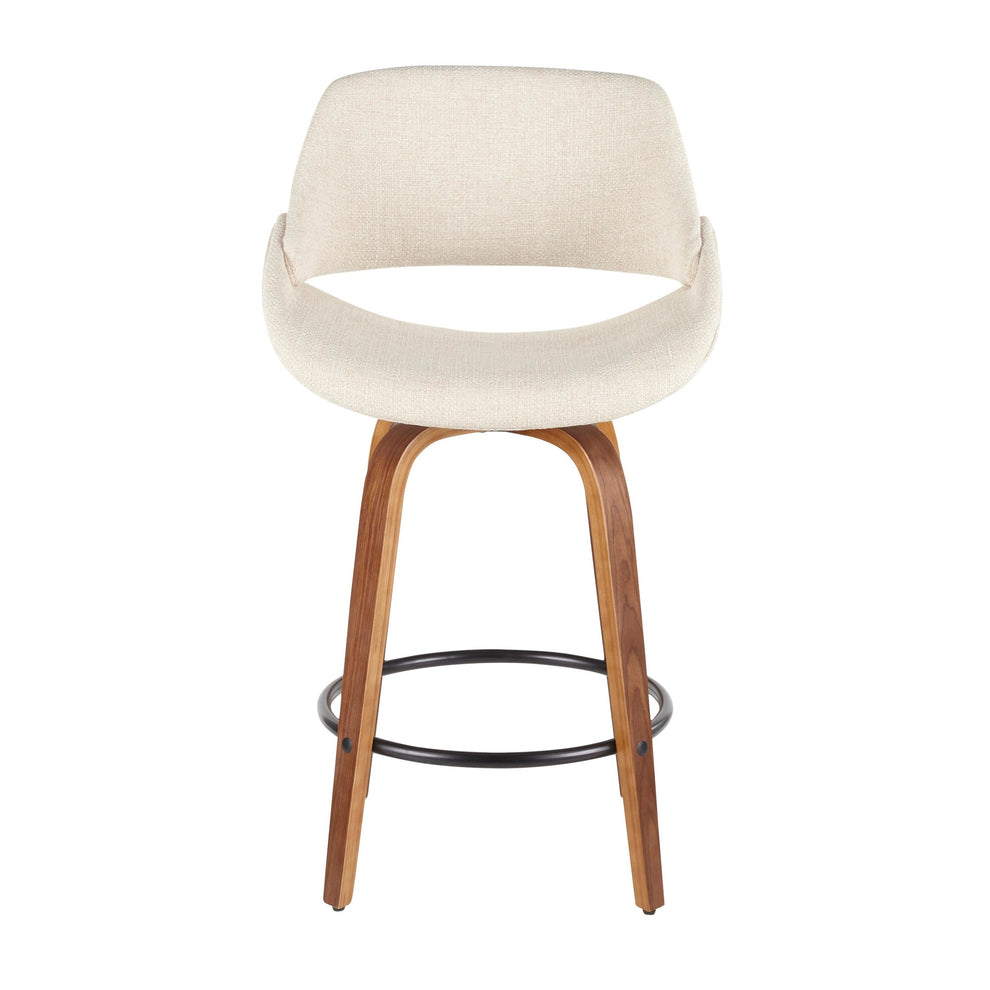Fabrico Mid-Century Modern Counter Stool in Walnut and Blue Noise Fabric By LumiSource - Set of 2 | Counter Stools | Modishstore - 13