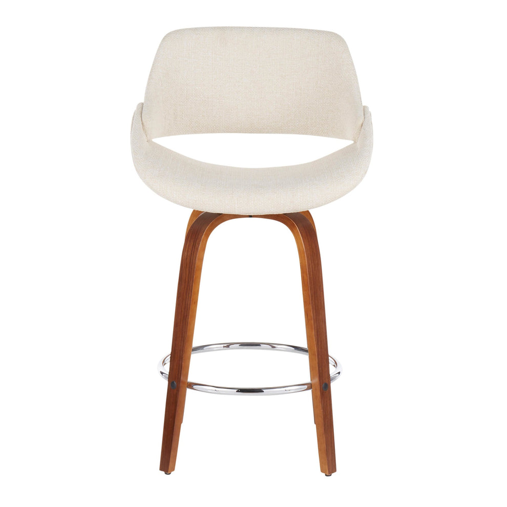 Fabrico Mid-Century Modern Counter Stool in Walnut and Blue Noise Fabric By LumiSource - Set of 2 | Counter Stools | Modishstore - 13