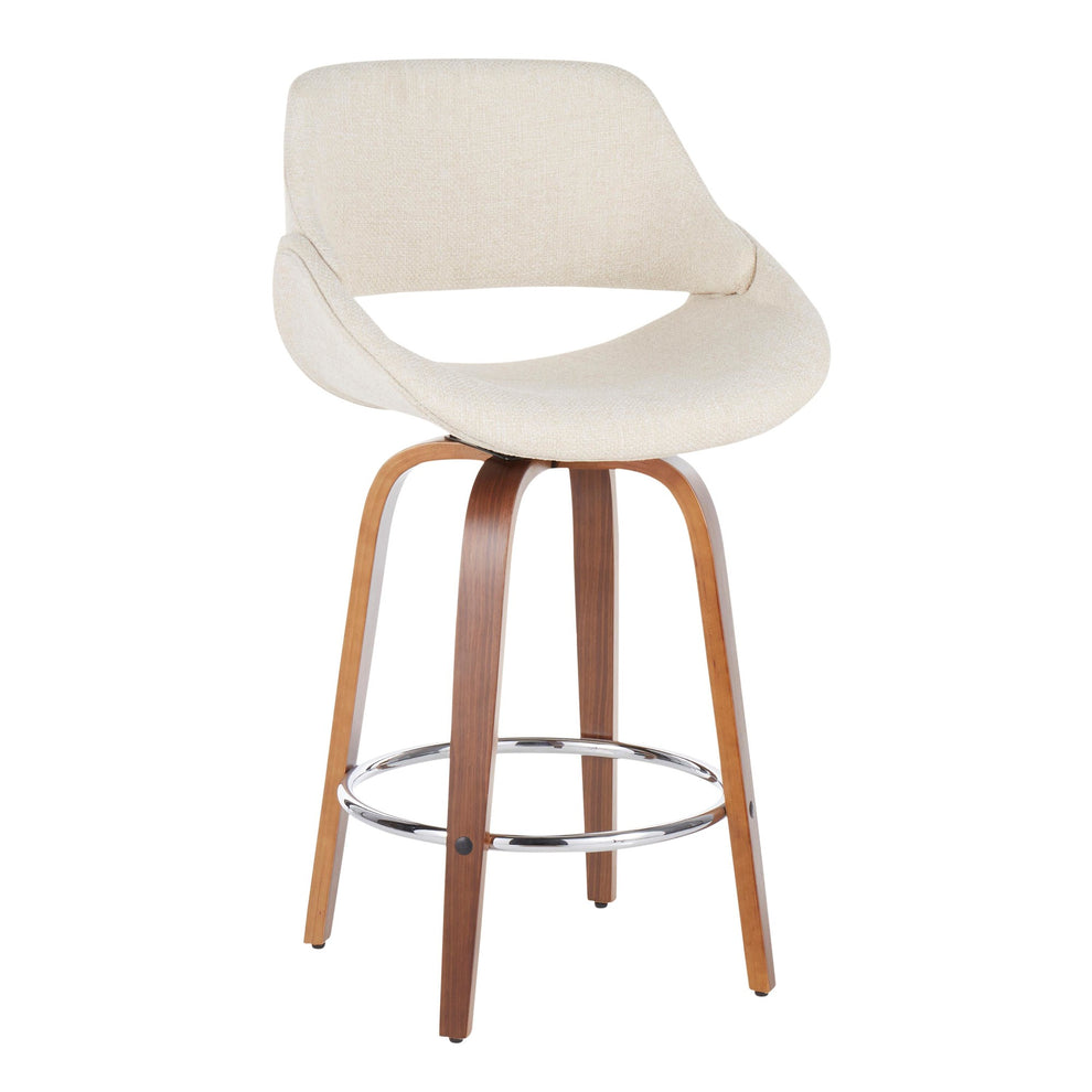 Fabrico Mid-Century Modern Counter Stool in Walnut and Blue Noise Fabric By LumiSource - Set of 2 | Counter Stools | Modishstore - 19