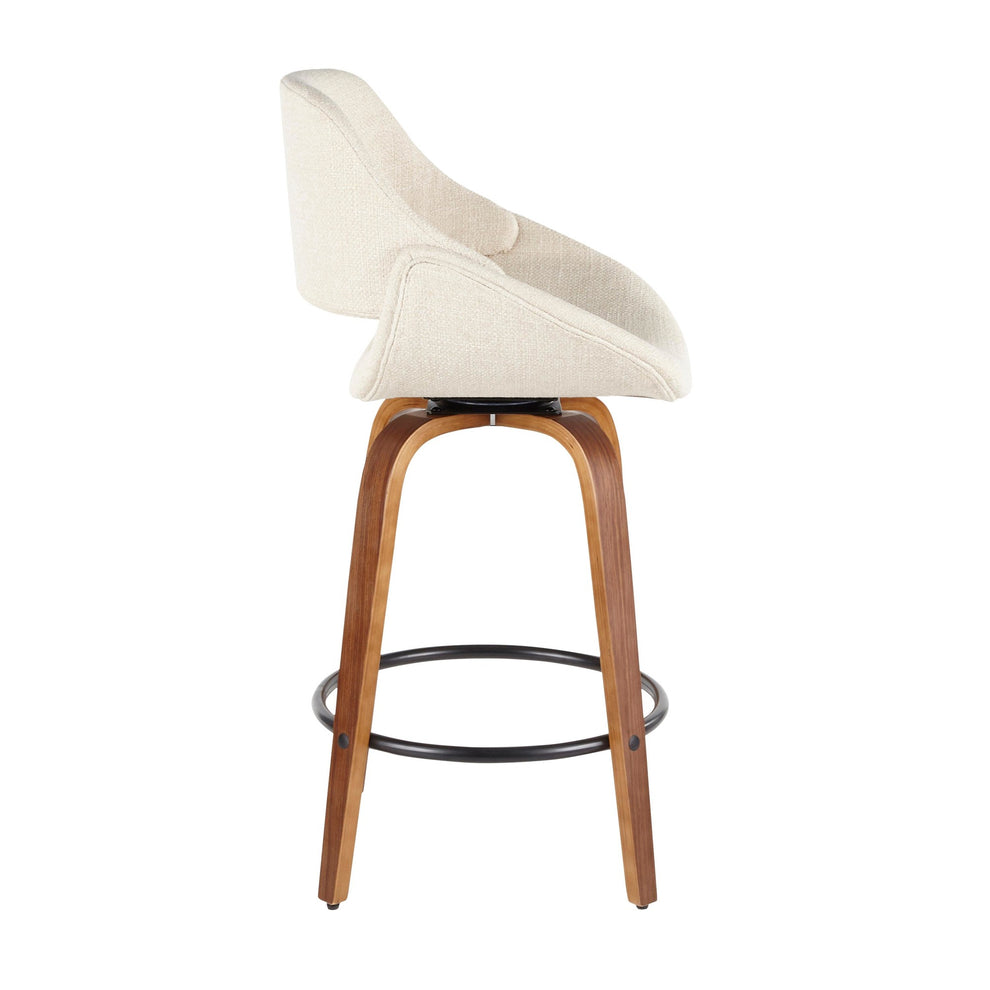 Fabrico Mid-Century Modern Counter Stool in Walnut and Blue Noise Fabric By LumiSource - Set of 2 | Counter Stools | Modishstore - 19