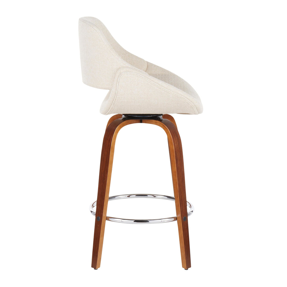 Fabrico Mid-Century Modern Counter Stool in Walnut and Blue Noise Fabric By LumiSource - Set of 2 | Counter Stools | Modishstore - 20