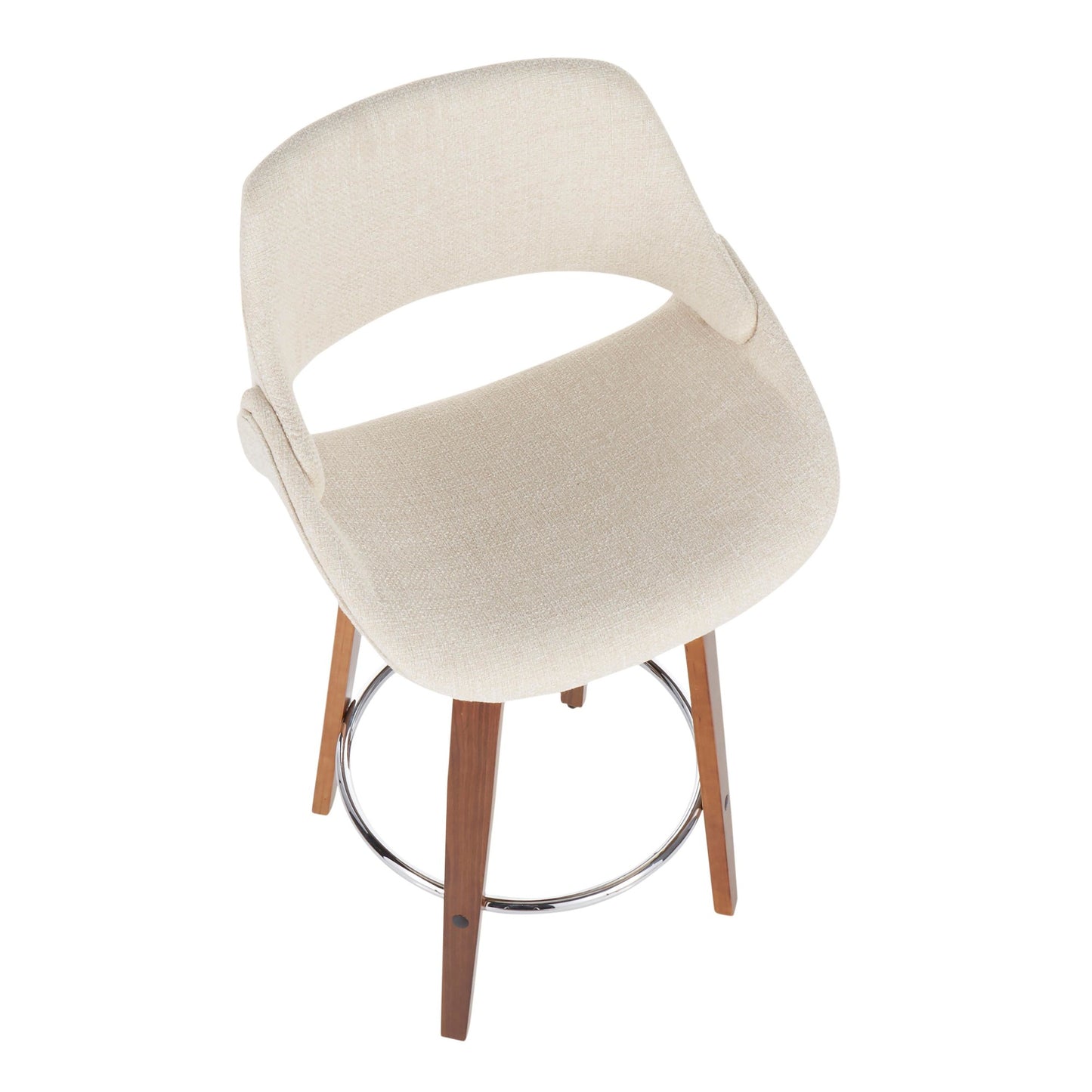 Fabrico Mid-Century Modern Counter Stool in Walnut and Blue Noise Fabric By LumiSource - Set of 2 | Counter Stools | Modishstore - 14