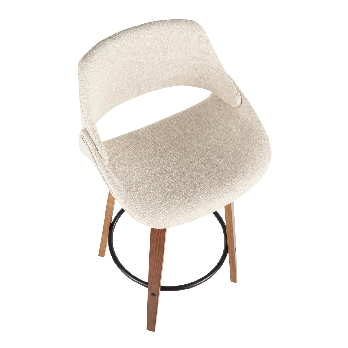 Fabrico Mid-Century Modern Counter Stool in Walnut and Blue Noise Fabric By LumiSource - Set of 2 | Counter Stools | Modishstore - 14