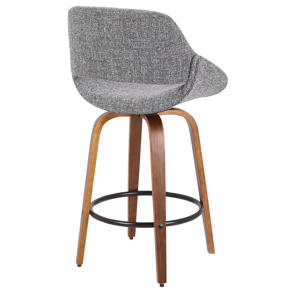 Fabrico Mid-Century Modern Counter Stool in Walnut and Blue Noise Fabric By LumiSource - Set of 2 | Counter Stools | Modishstore - 30