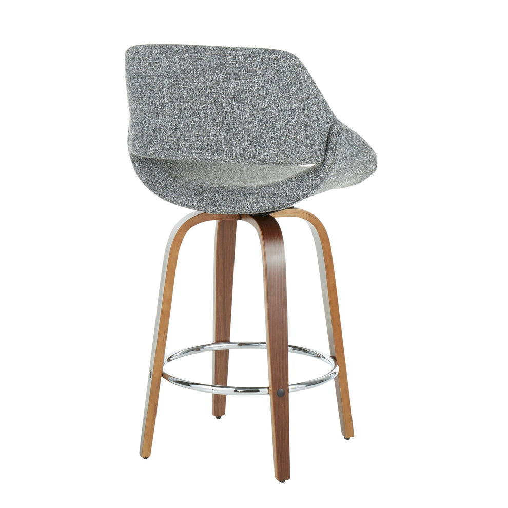 Fabrico Mid-Century Modern Counter Stool in Walnut and Blue Noise Fabric By LumiSource - Set of 2 | Counter Stools | Modishstore - 32