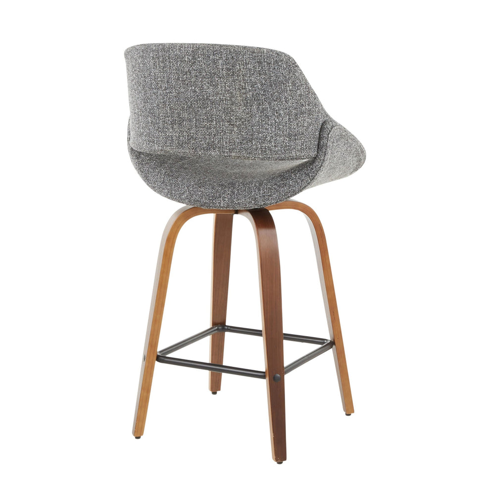 Fabrico Mid-Century Modern Counter Stool in Walnut and Blue Noise Fabric By LumiSource - Set of 2 | Counter Stools | Modishstore - 30