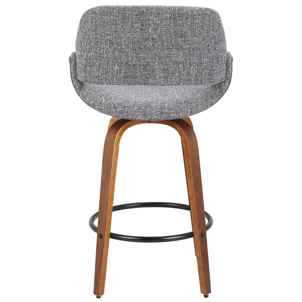 Fabrico Mid-Century Modern Counter Stool in Walnut and Blue Noise Fabric By LumiSource - Set of 2 | Counter Stools | Modishstore - 31