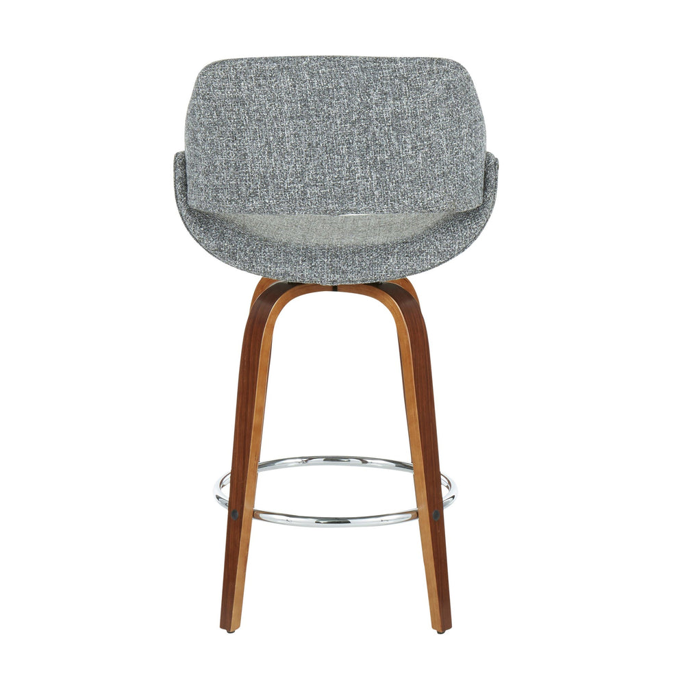 Fabrico Mid-Century Modern Counter Stool in Walnut and Blue Noise Fabric By LumiSource - Set of 2 | Counter Stools | Modishstore - 33