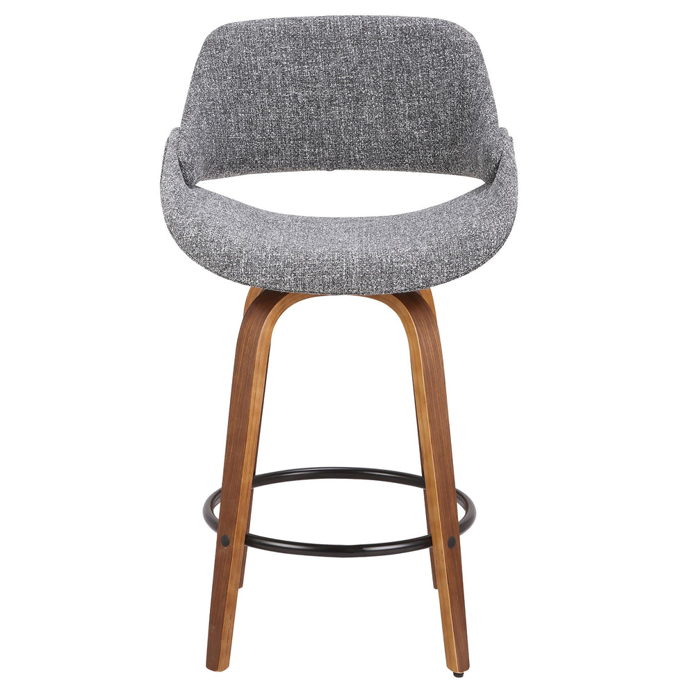 Fabrico Mid-Century Modern Counter Stool in Walnut and Blue Noise Fabric By LumiSource - Set of 2 | Counter Stools | Modishstore - 23