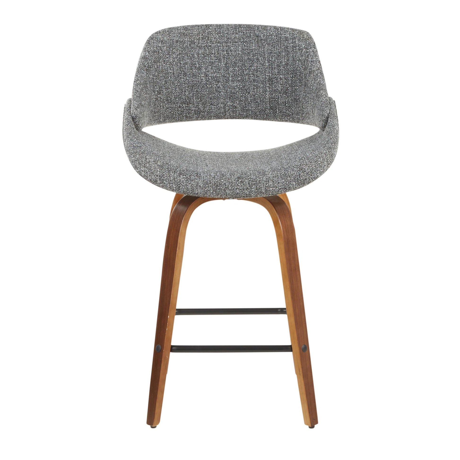 Fabrico Mid-Century Modern Counter Stool in Walnut and Blue Noise Fabric By LumiSource - Set of 2 | Counter Stools | Modishstore - 32