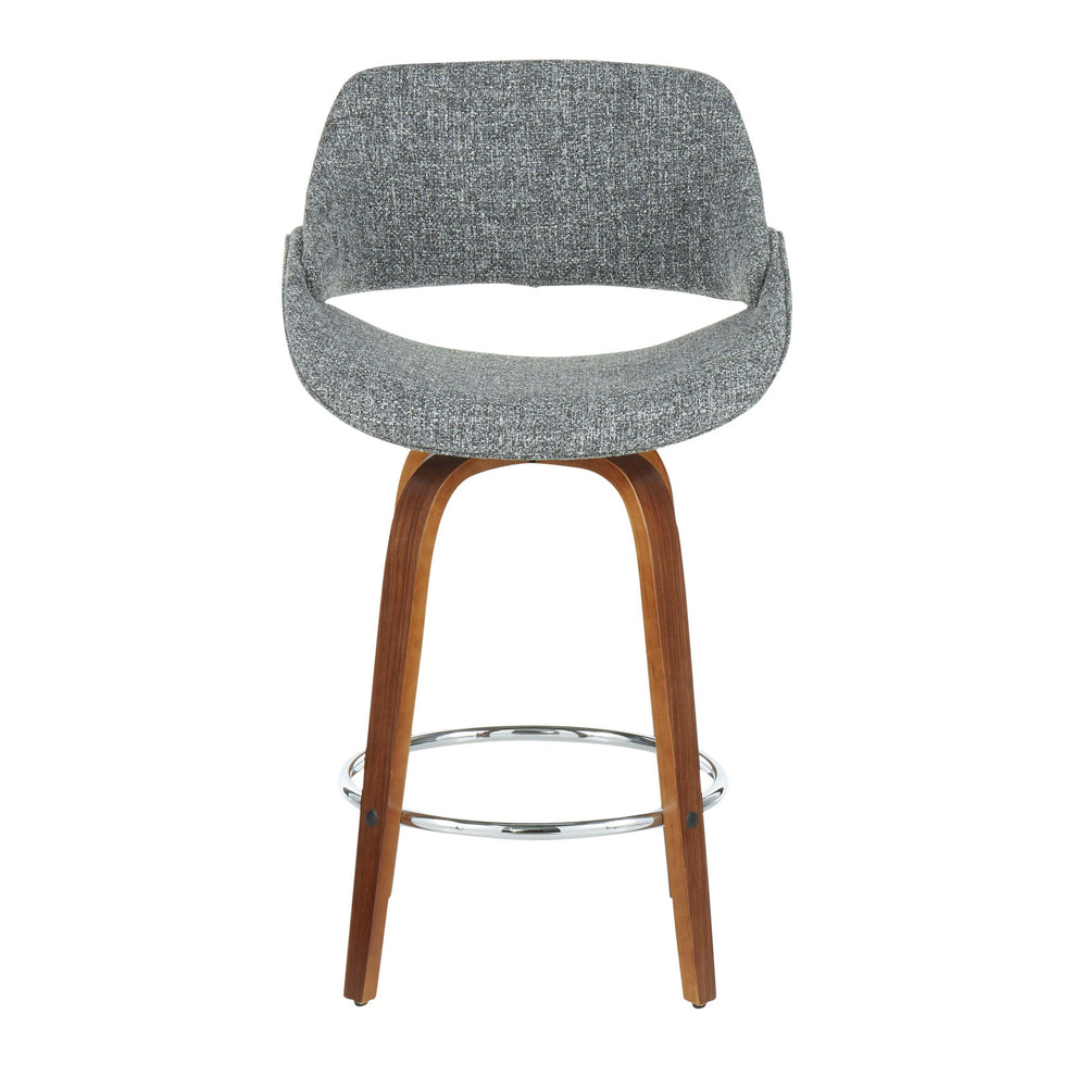Fabrico Mid-Century Modern Counter Stool in Walnut and Blue Noise Fabric By LumiSource - Set of 2 | Counter Stools | Modishstore - 24