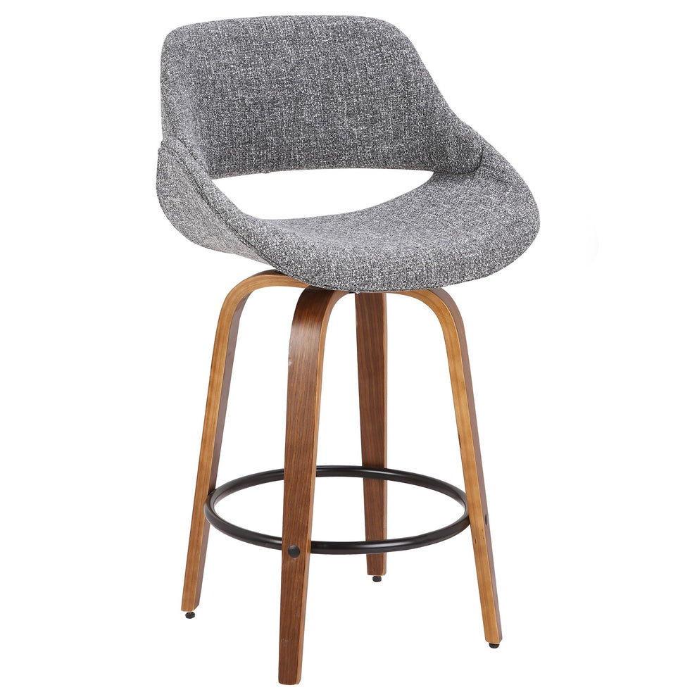 Fabrico Mid-Century Modern Counter Stool in Walnut and Blue Noise Fabric By LumiSource - Set of 2 | Counter Stools | Modishstore - 28
