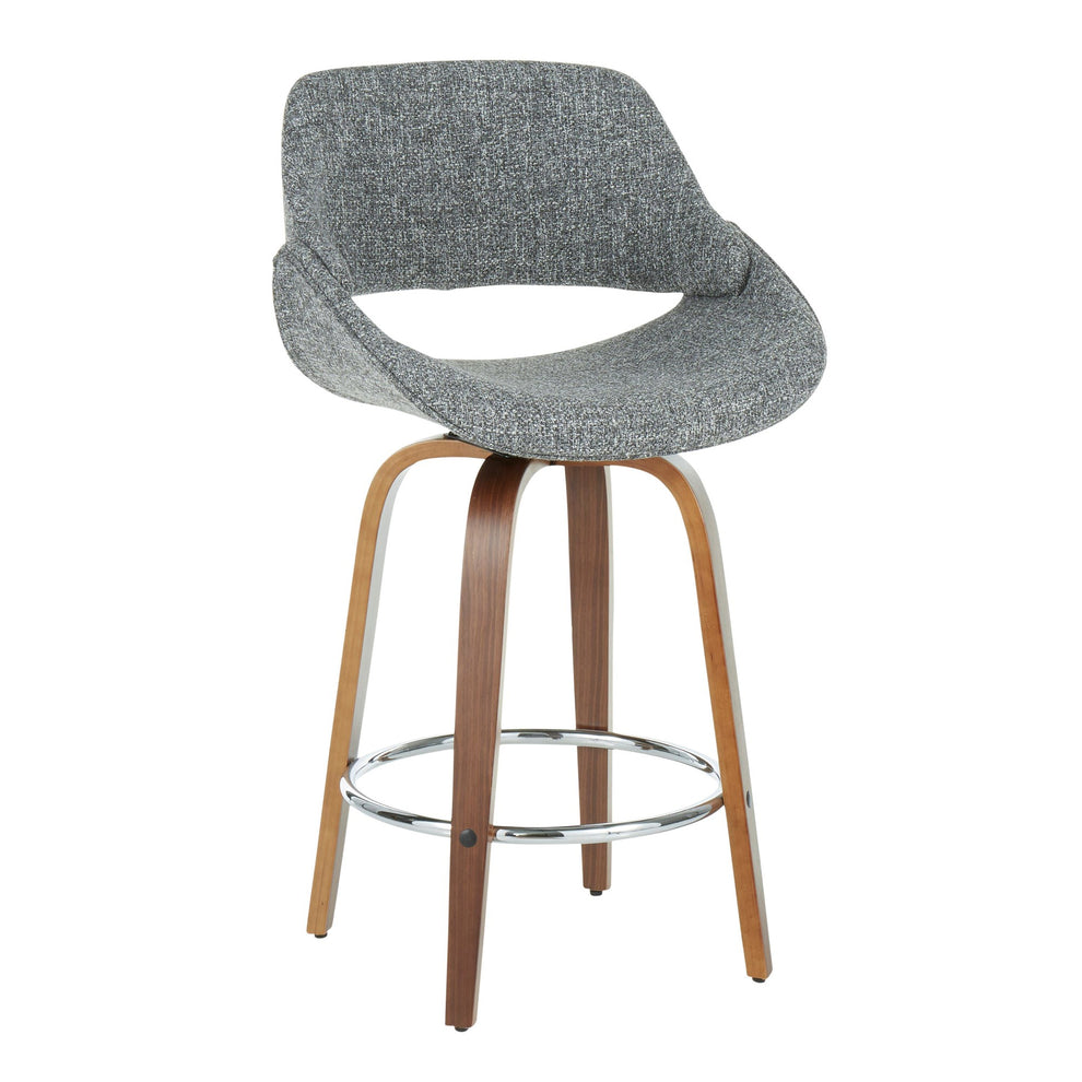 Fabrico Mid-Century Modern Counter Stool in Walnut and Blue Noise Fabric By LumiSource - Set of 2 | Counter Stools | Modishstore - 30