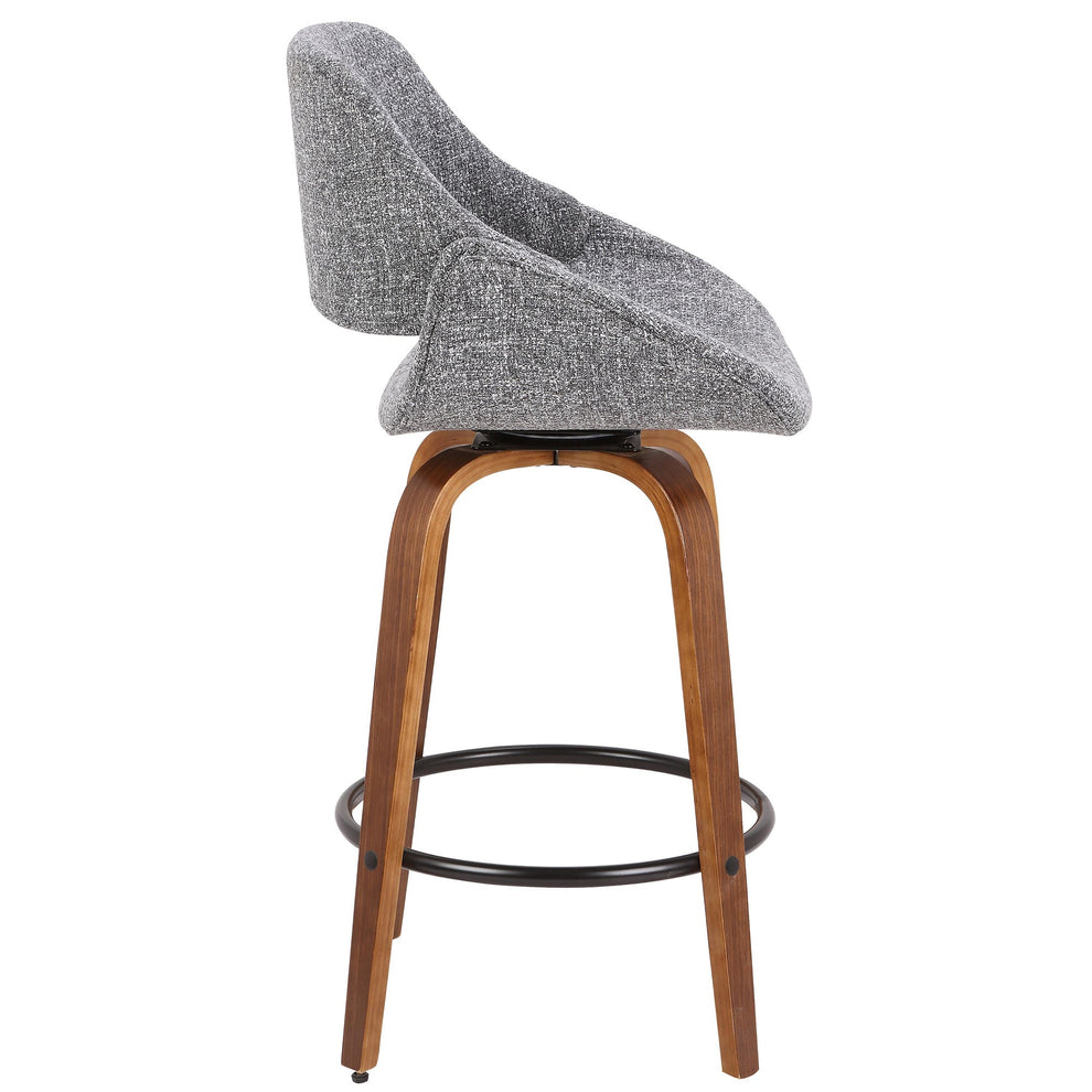 Fabrico Mid-Century Modern Counter Stool in Walnut and Blue Noise Fabric By LumiSource - Set of 2 | Counter Stools | Modishstore - 29