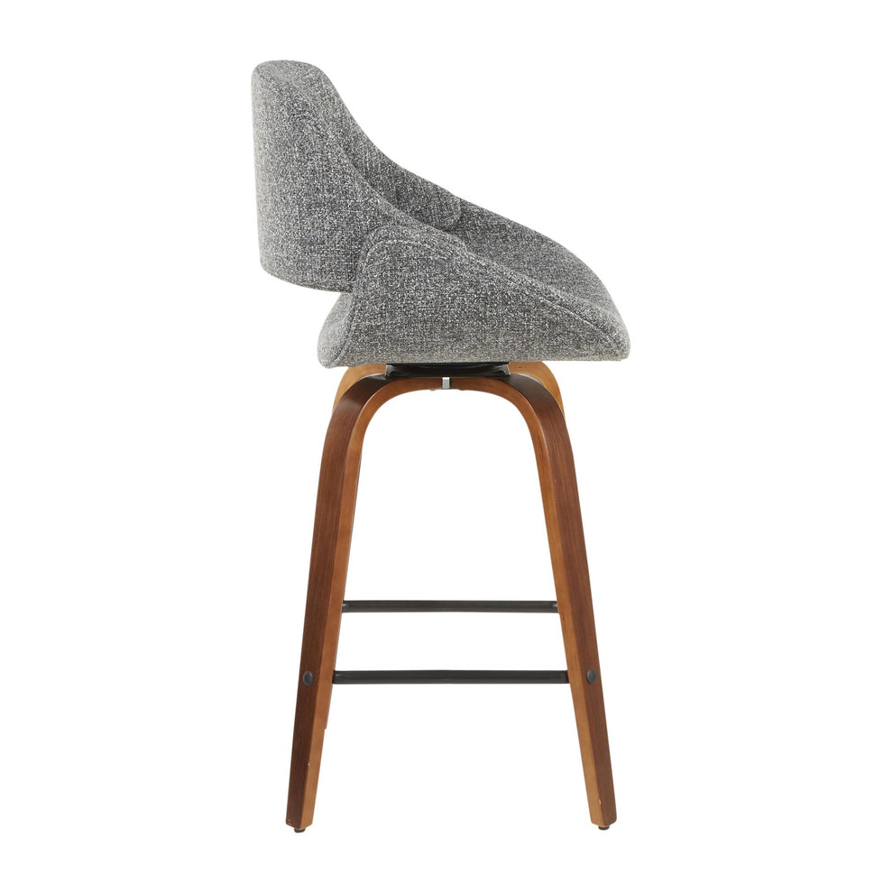 Fabrico Mid-Century Modern Counter Stool in Walnut and Blue Noise Fabric By LumiSource - Set of 2 | Counter Stools | Modishstore - 29